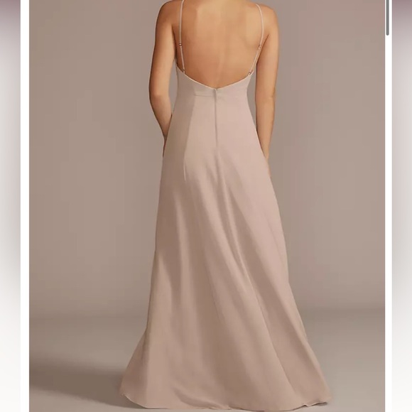 David’s Bridal | Cinnamon Chiffon High-Neck A-Line Dress - Picture 2 of 11